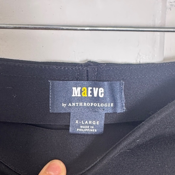 Anthropologie Maeve Slim Pointe Knit Classic Black Straight Leg Pants XL - Picture 3 of 7